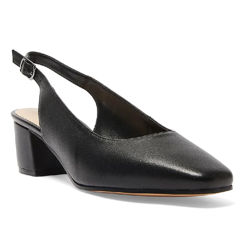 Garland Heel in Black Leather