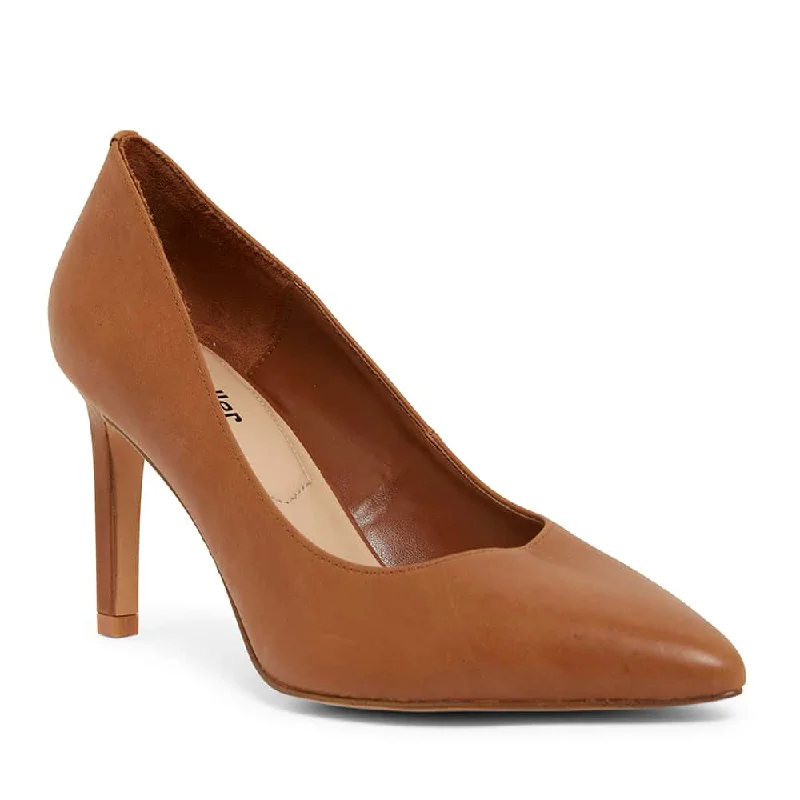 Octavia Heel in Cognac Leather