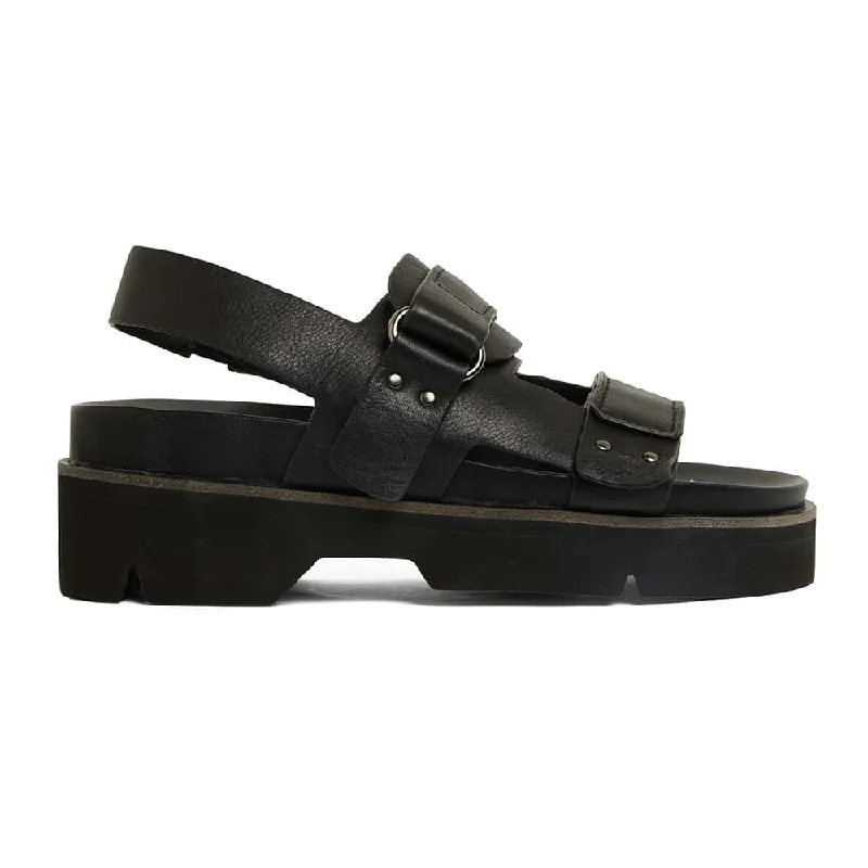 Samba Sandal in Black Leather