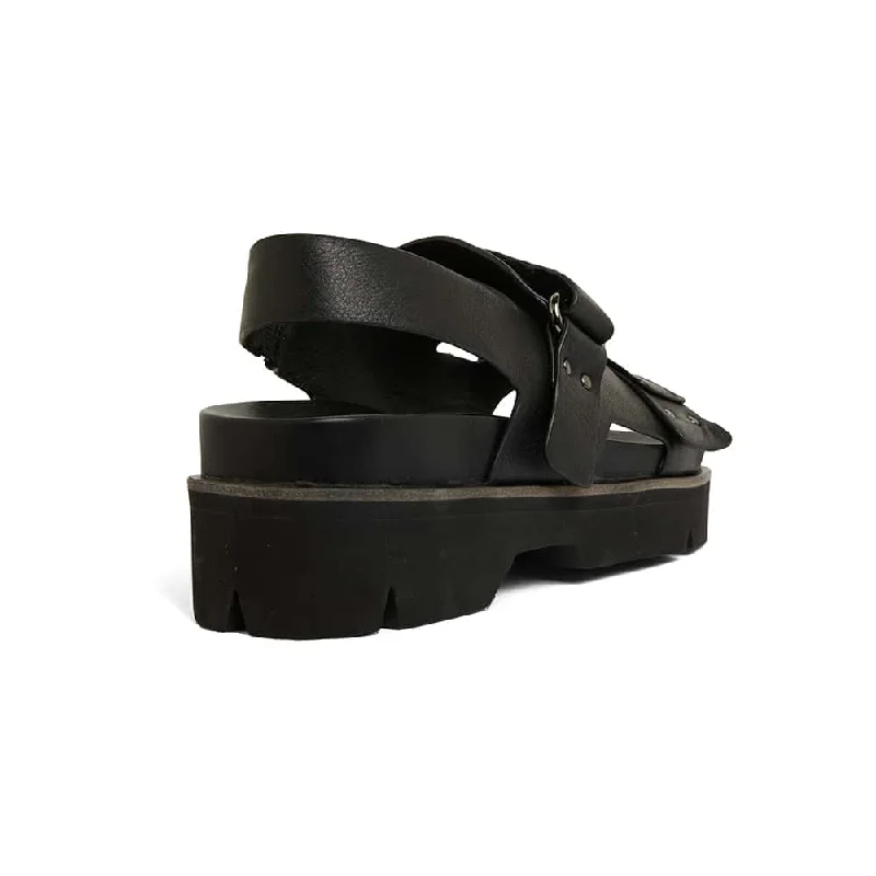 Samba Sandal in Black Leather