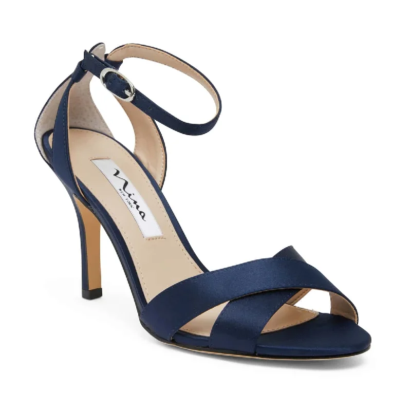 Venus Heel in Navy Satin