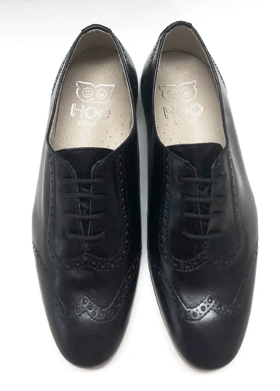 Hoo Black Leather Oxford