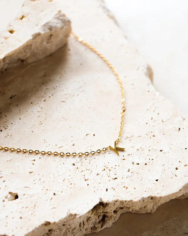 INITIAL GOLD PLATED NECKLACE - GOLD