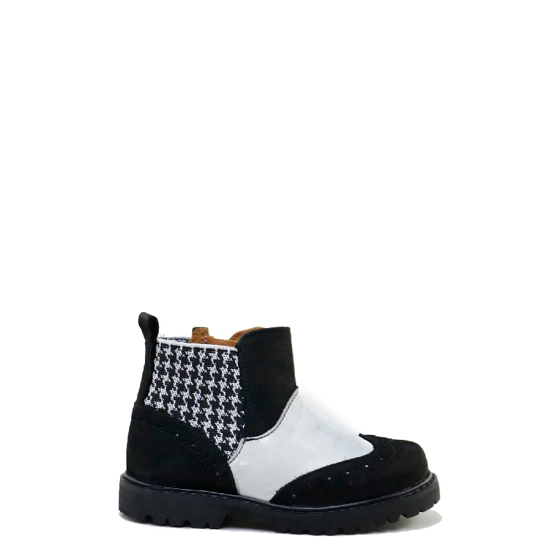 Papanatas Black and White Wingtip Bootie