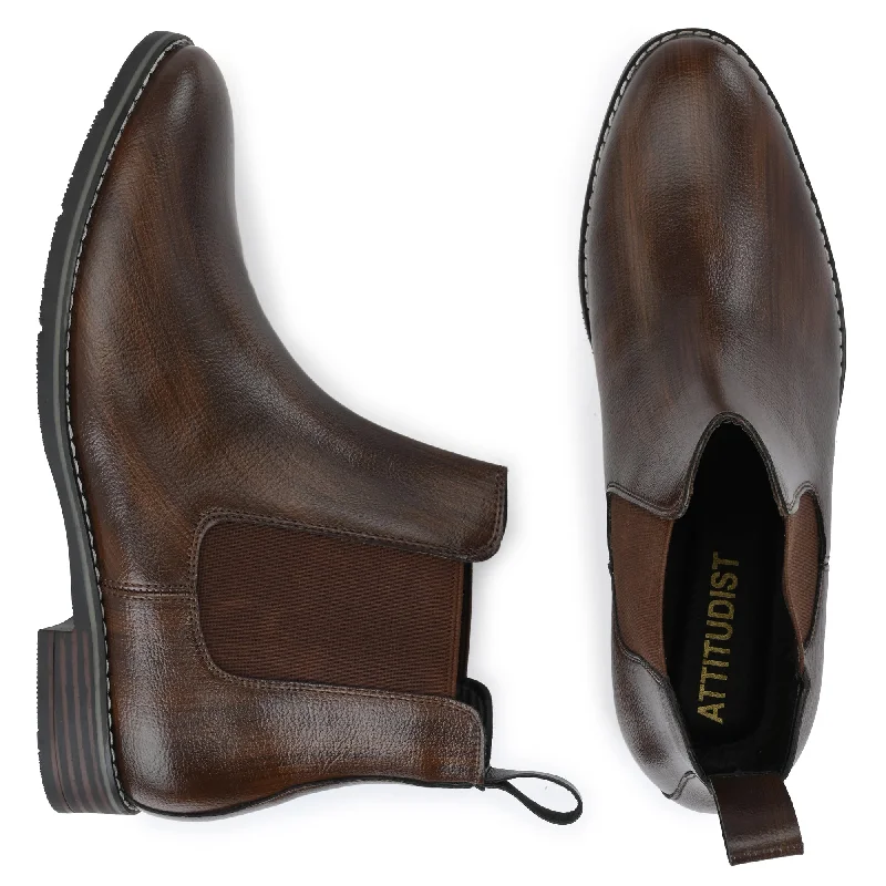 Attitudist Unisex Brown Chelsea Boot