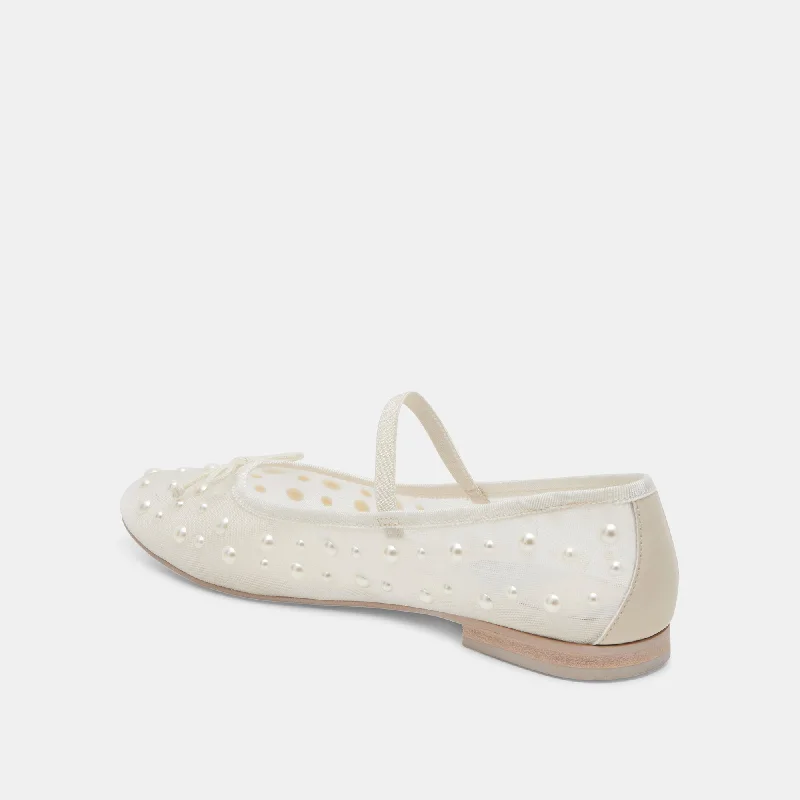 CADEL PEARL BALLET FLATS IVORY MESH