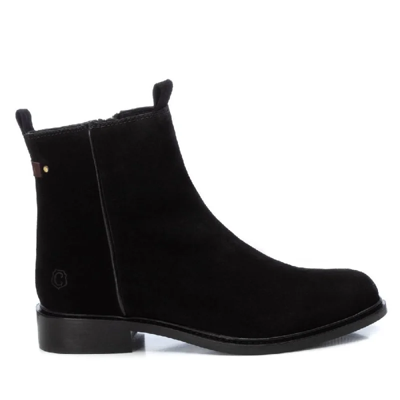 CARMELA Black Suede Flat Ankle Boot 160930