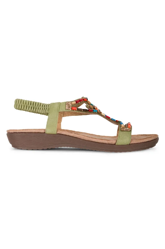 Bead & Diamante Sandal | KHAKI | MARIELLA AB