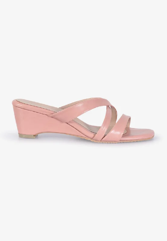 Connor Criss Cross Strappy Sandals - Coral Pink