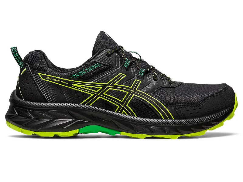 Men's Asics Gel-Venture 9, Black/Lime Zest, 10.5 D Medium