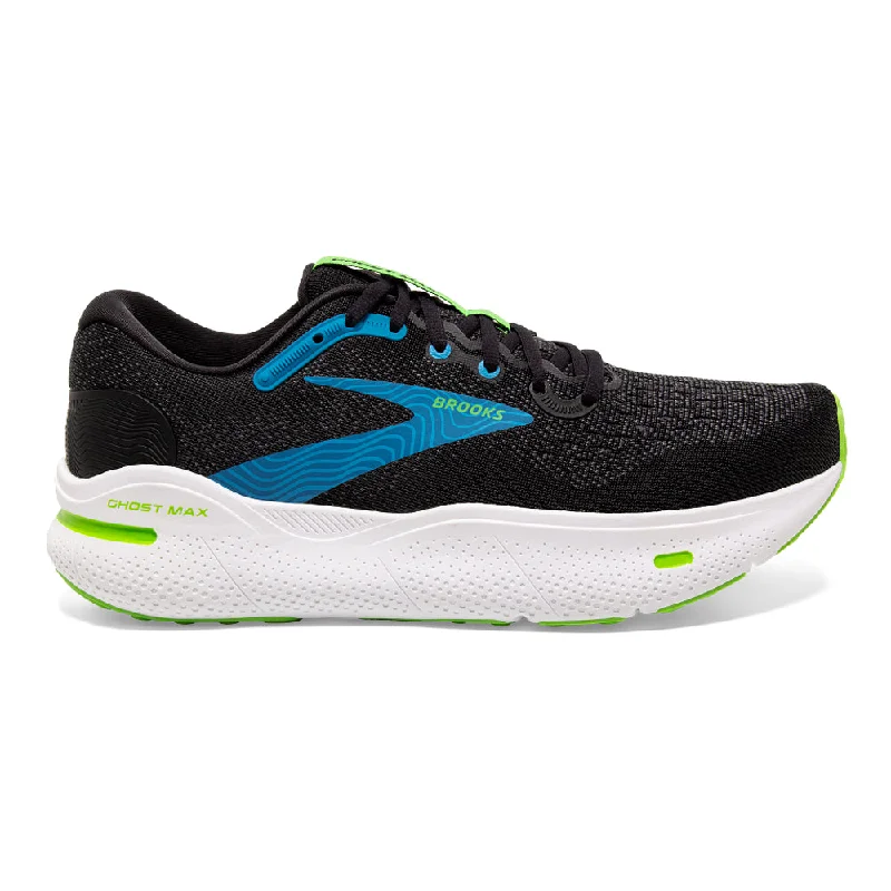 Men's Brooks Ghost Max, Black/Atomic Blue/Jasmine, 8 2E Wide