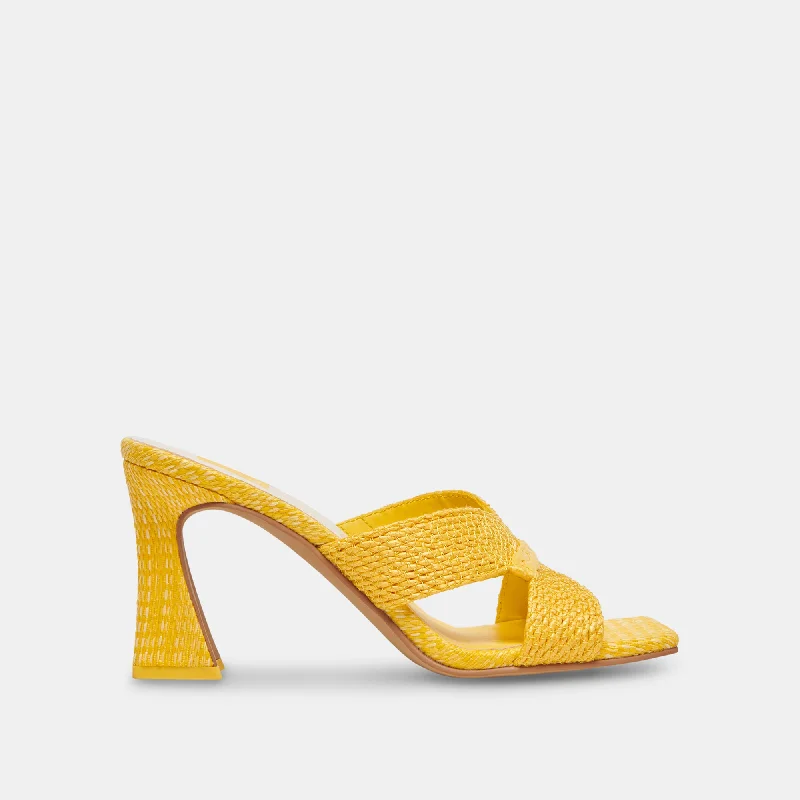 NITRO HEELS YELLOW RAFFIA