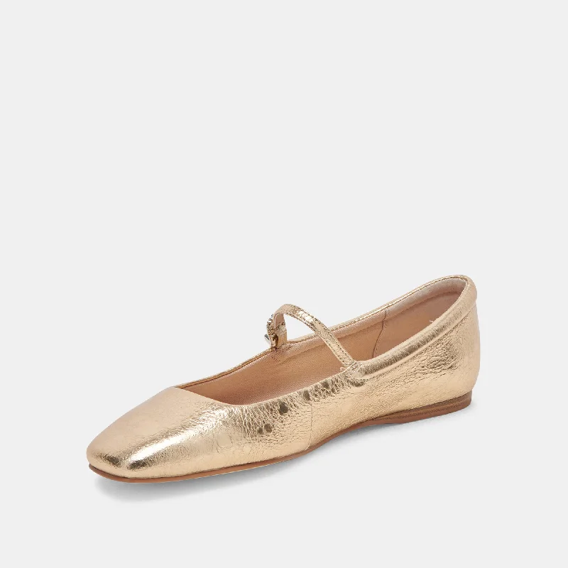 REYES BALLET FLATS GOLD DISTRESSED LEATHER