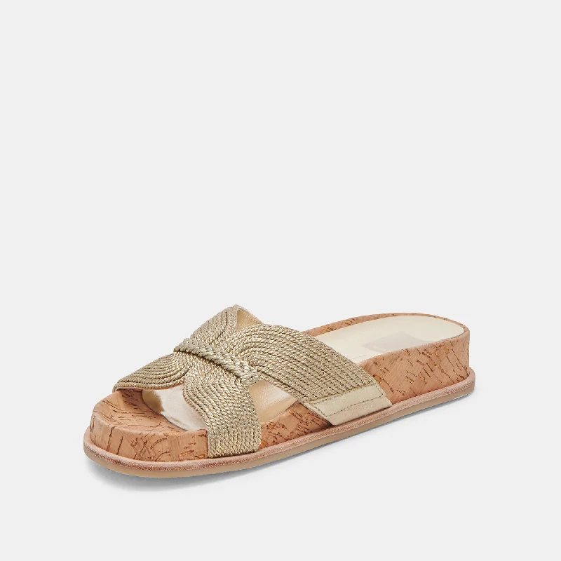 SELDA SANDALS GOLD RAFFIA