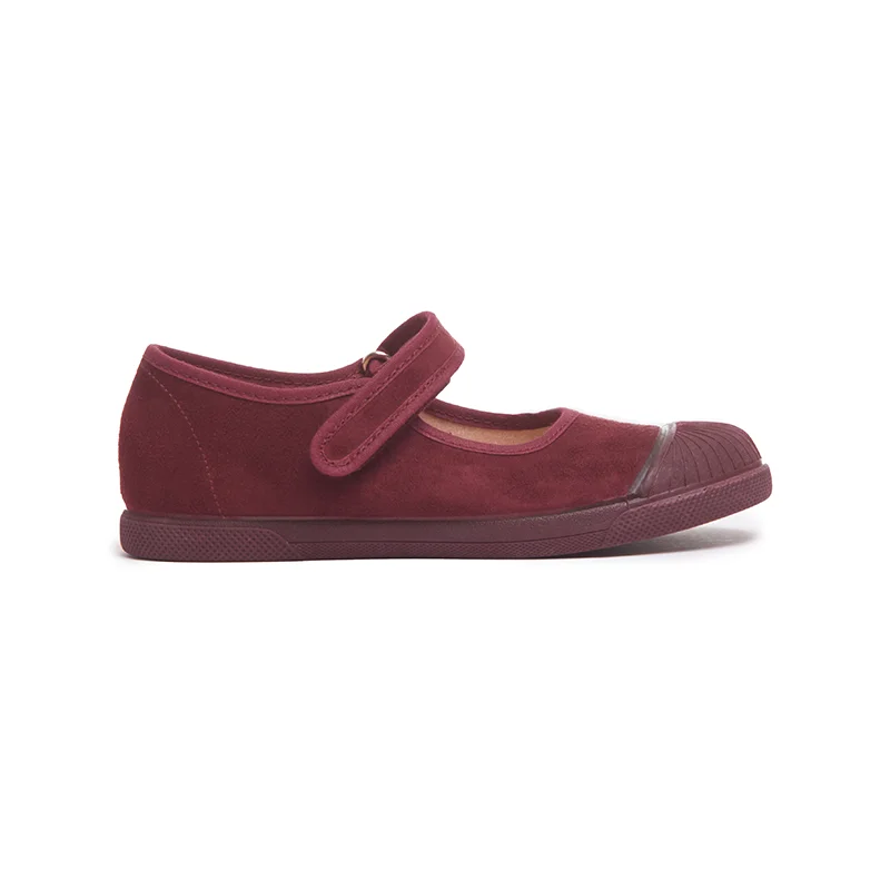 Suede Mary Jane Sneakers in Burgundy