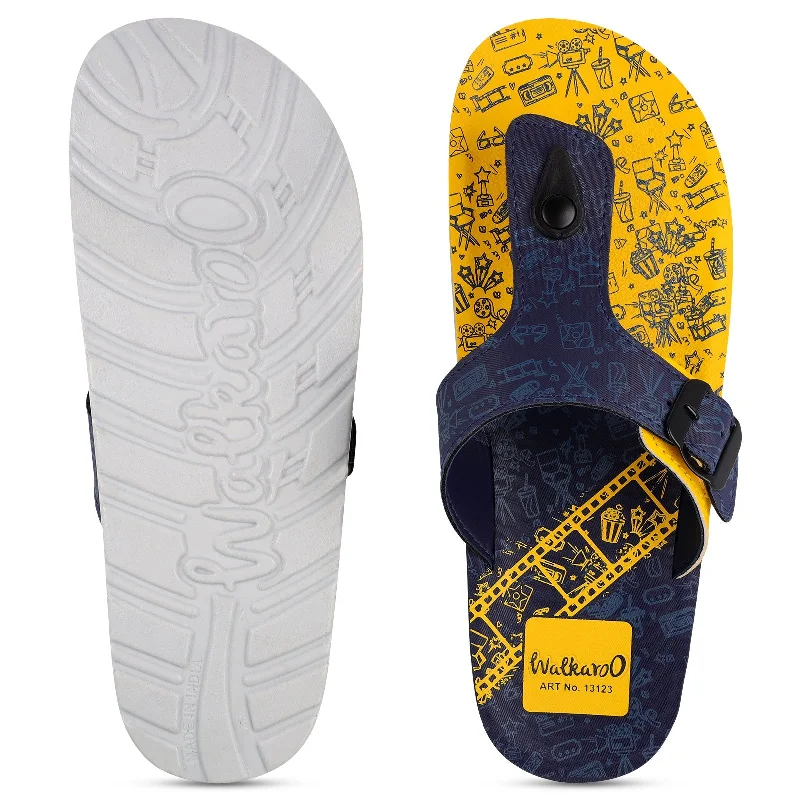 Walkaroo Men Solid Thong Sandals  - 13123 Navy Blue Yellow