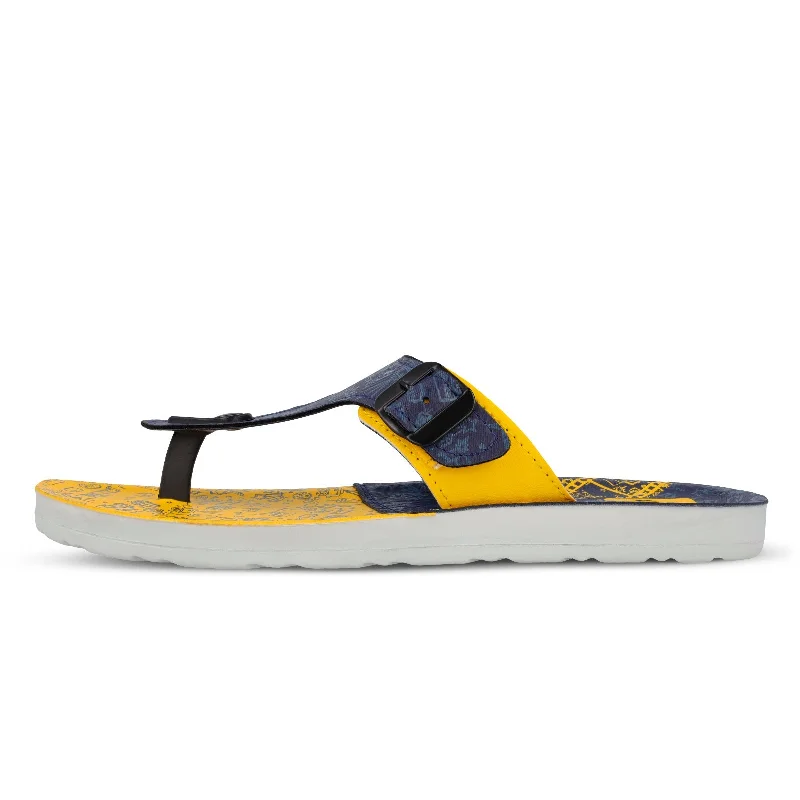 Walkaroo Men Solid Thong Sandals  - 13123 Navy Blue Yellow