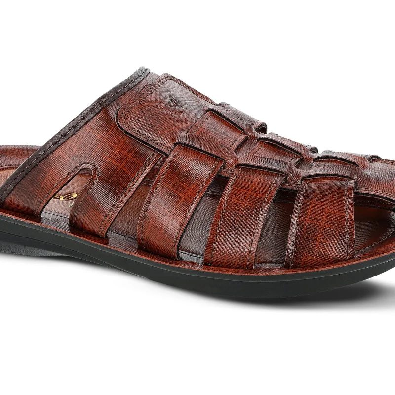 Walkaroo Men Fishermen Cut Slide Sandals  - WG5306 Brown