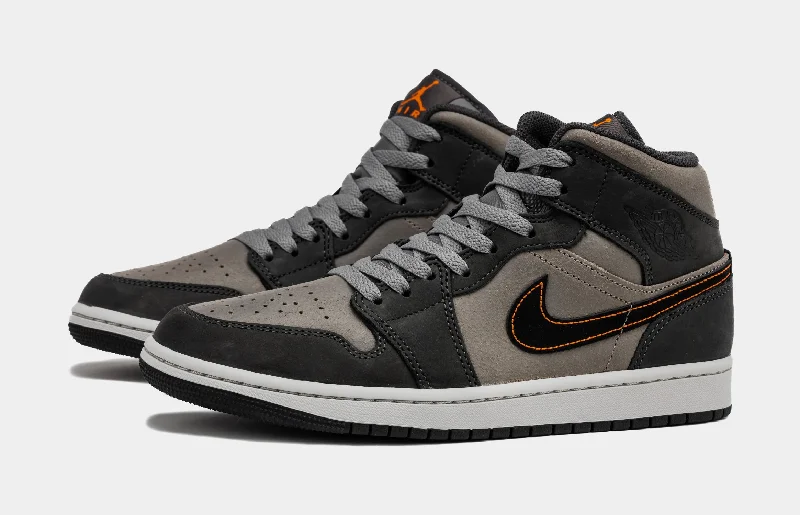 Air Jordan 1 Mid SE Night Stadium Mens Lifestyle Shoes (Night Stadium/Flat Pewter/Total Orange/Black)