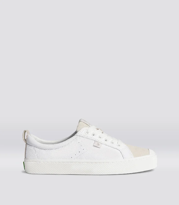 OCA Low White Premium Leather Vintage White Suede Sneaker Men