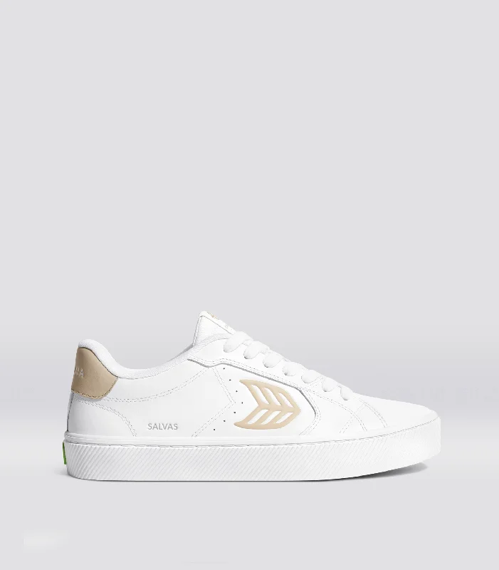 SALVAS White Leather Shifting Sand Logo Sneaker Women