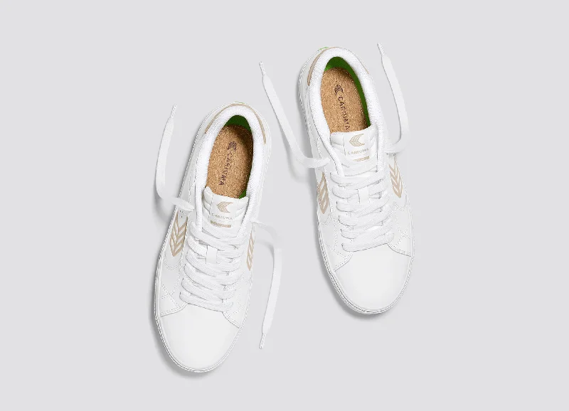 SALVAS White Leather Shifting Sand Logo Sneaker Women