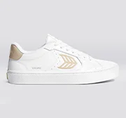 SALVAS White Leather Shifting Sand Logo Sneaker Women